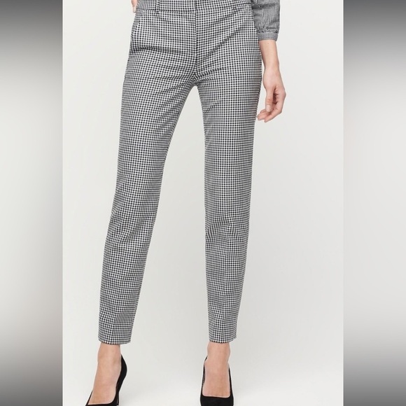 JCREW Black and White Gingham Cameron Pant, Size 0 - Picture 1 of 8